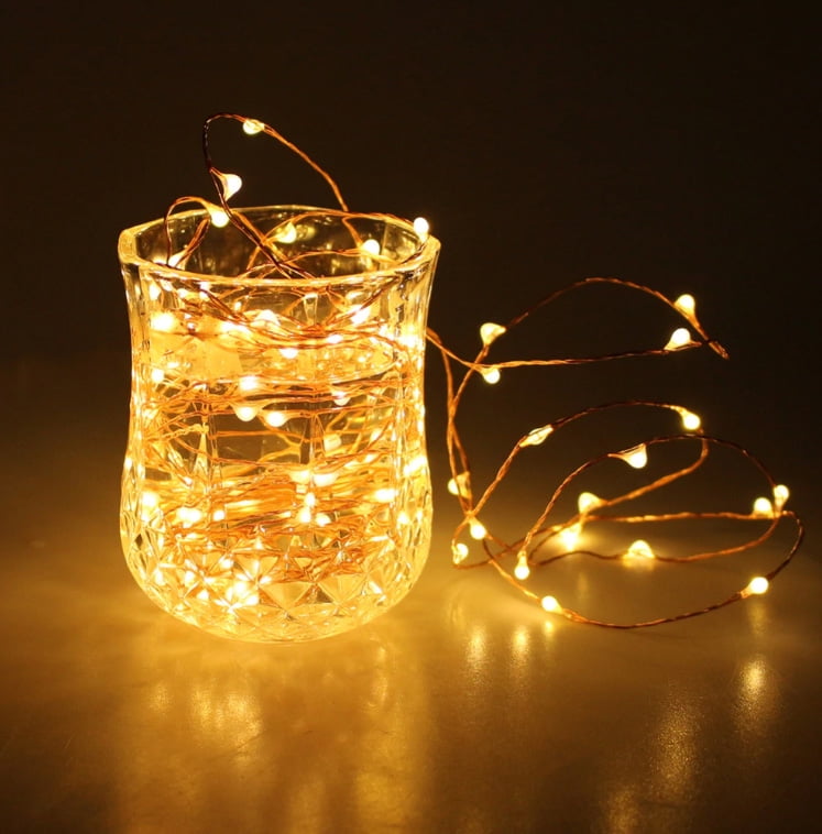 6 PCS 2M 20 LED Fairy String Lights Battery Powered Copper Wire Lamp Warm White 