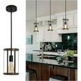 thumbnail image 5 of Hassch Farmhouse Pendant Light, Metal Hanging Light Fixture with Wooden Grain Finish, 39 Inch Adjustable Pipes for Flat Ceiling, Kitchen Island, Bedroom, Dining Hall, E26 Base (1 Pack), 5 of 10