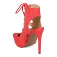 thumbnail image 3 of Wild Diva Women Suede Pointy Toe Lace Up Corset Cutout Design Bootie Gladiator Pump, 3 of 6