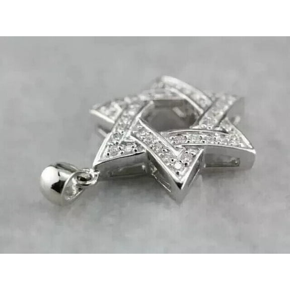 2.00Ct Round Cut Lab-Created Diamond Star Of David Pendant 14k White Gold Plated