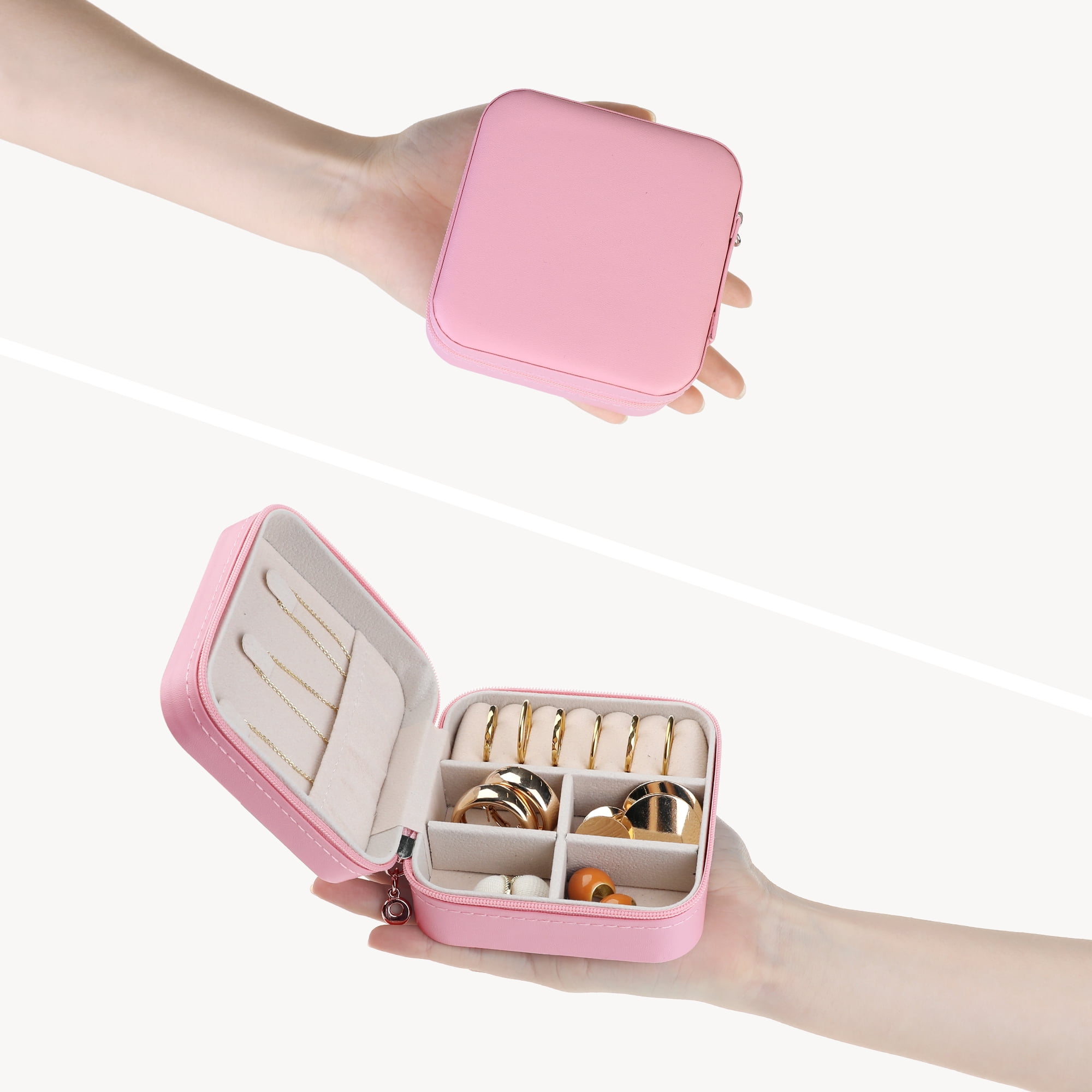 Travel Jewelry Box for Women Birthday Gifts Small Portable Organizer Case Pink