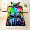 thumbnail image 3 of Erosebridal Ice Cream Teens Gamepad Twin Sheet Sets,Colorful Splash Ink Bedding For Kids Boys 3pcs, 3 of 6