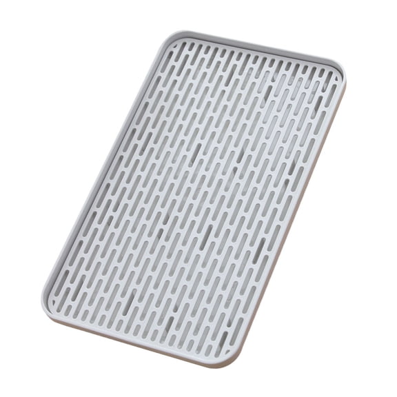 EXHUMKY White Rectangular Plastic Dish Draining Tray for Kitchen Countertop, Household Drip Catcher, 1 Piece
