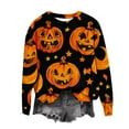 thumbnail image 4 of Neewe Sweatshirts for Women Crewneck Long Sleeve Loose Fit Tops Halloween Trim Pumpkin Cute Fashion 2025, 4 of 5