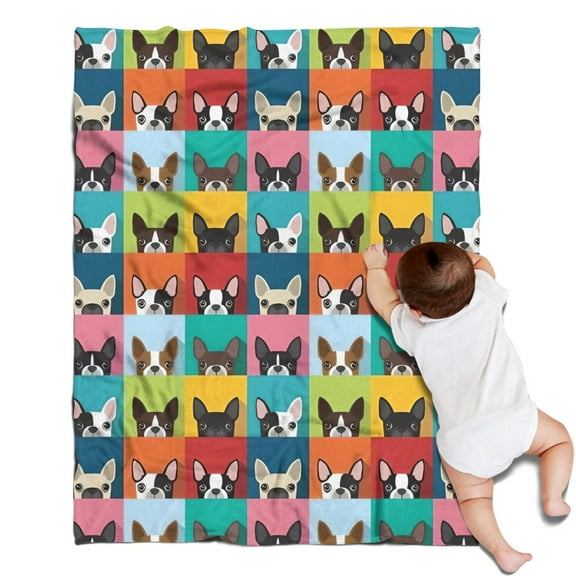 Boston Terrier Blanket,Comfortable Soft Lamb Wool Throw Blanket,All Season,Warm Lightweight Blankets for Sofa Bed Couch Living Room Chair,30"x40"