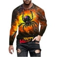 thumbnail image 2 of Nmnitkp Long Sleeve Shirts for Men Comfortable Mens Sweatshirt Casual Round Neck Long Sleeve Pullover Halloween Printed T-Shirt Casual Blouse Tops Yellow,S, 2 of 5