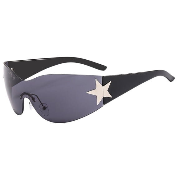 Sunglasses for and Women Fashion Star Wrap Around Cycling Rimless Futuristic Protection Outdoors Sun Glasses