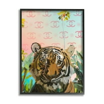Stupell Industries Glam Tropical Tiger Animals & Insects Painting Black Framed Art Print Wall Art, 16 x 20