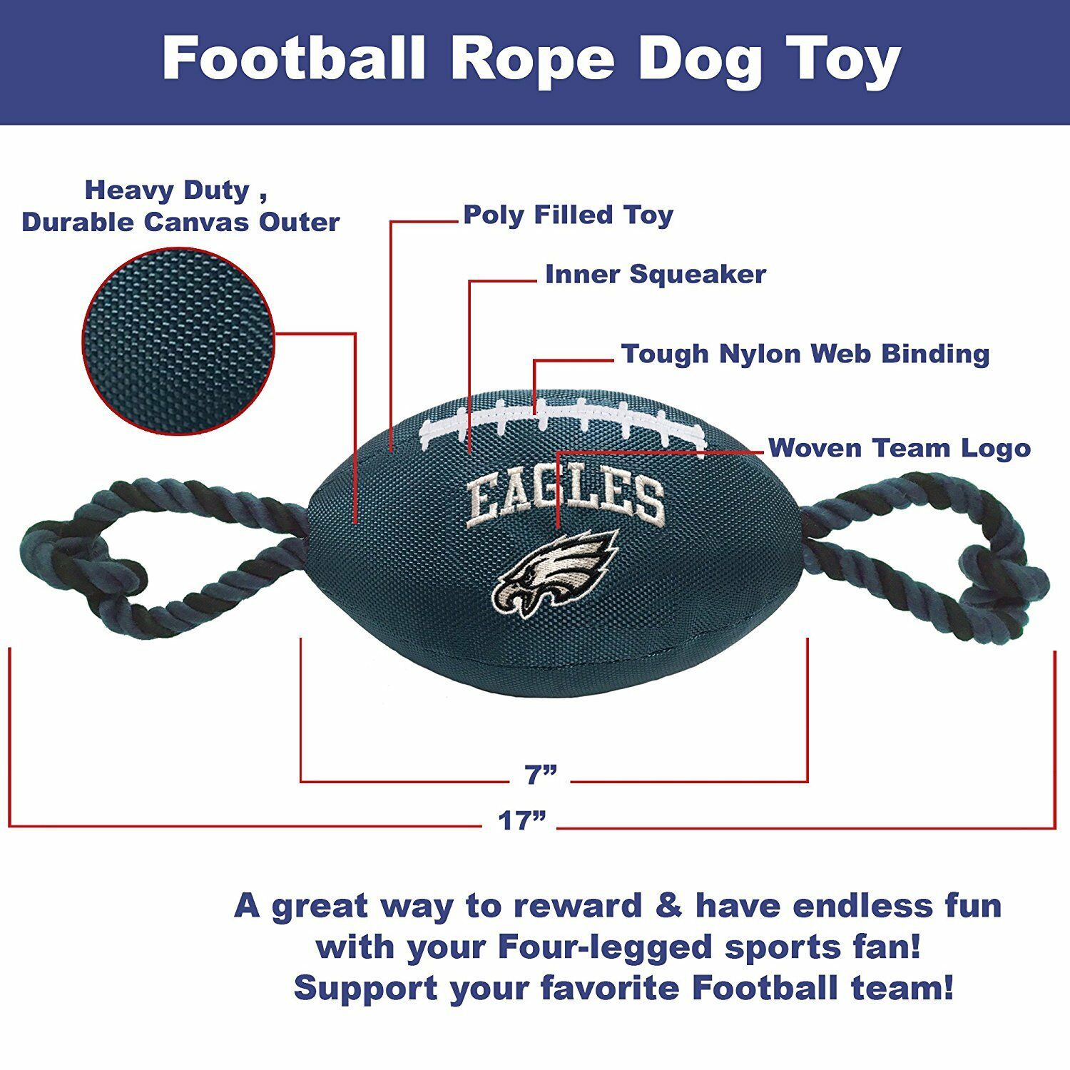 Pets First Nfl Philadelphia Eagles Nylon Football-Licensed