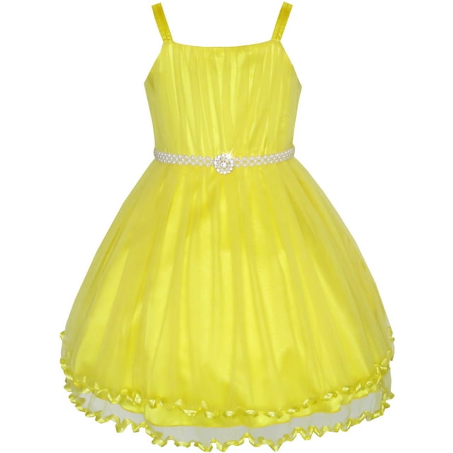 Robe Fille Cape Jaune Ceinture Perle Mariage Fête 7 Ans