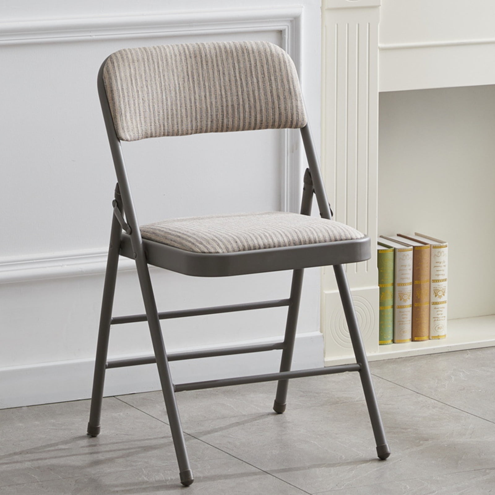 VTOY 2-Pack Folding Chairs with Padded Cushion and Back Metal Foldable Chairs with Cushion for Home and Office, for Indoor and Outdoor Events-White