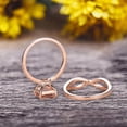 thumbnail image 2 of 2 Pcs 10k Rose Gold 1.75 Carat Cushion Cut Morganite Engagement Ring Set Solid 10k rose gold Bridal set Custom Made Flaming Jewelry Twisted Across Matching Band, 2 of 5