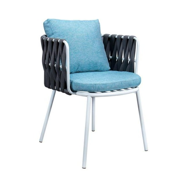 LeisureMod SC23GR 27.95 in. Spencer Modern Rope Outdoor Patio Dining Chair with Cushions, Gray