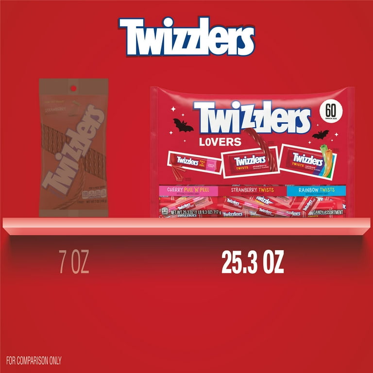 Twizzlers, Assorted Fruit Flavored Chewy Candy, Bag 25.3 oz, 60