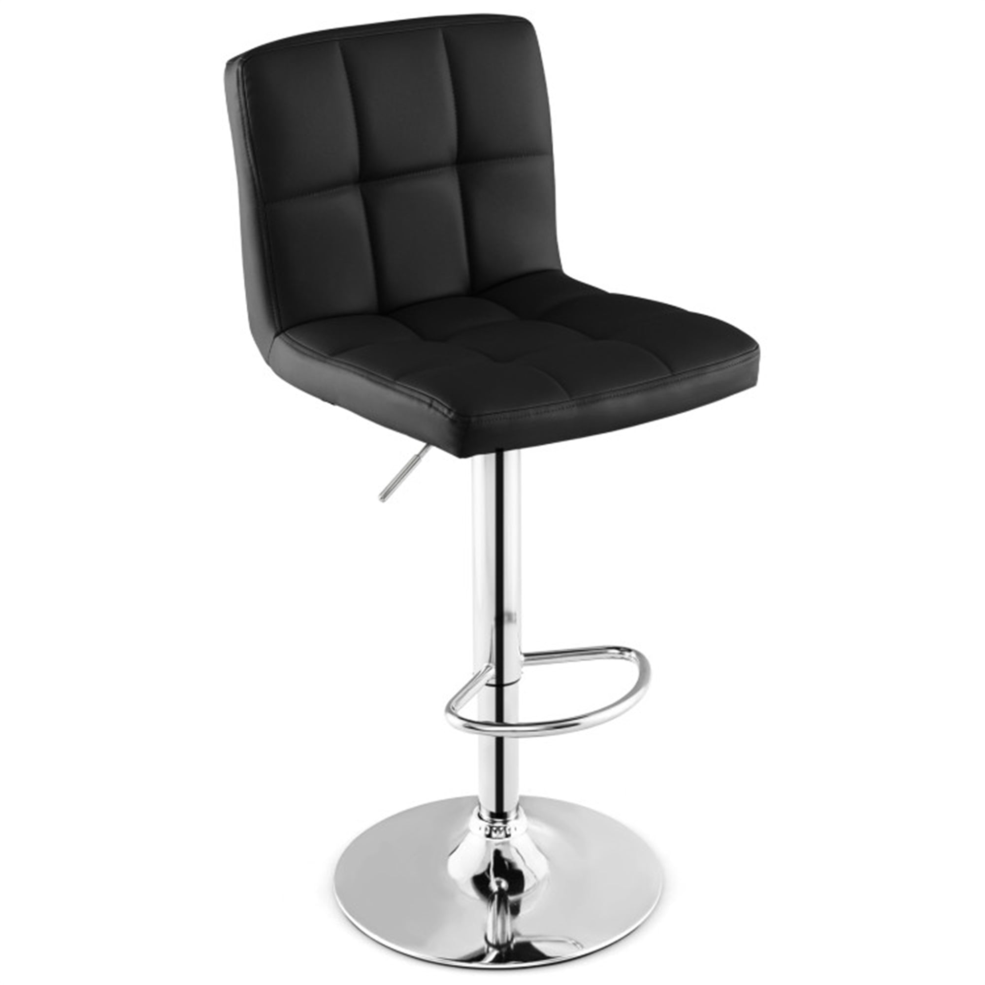 Demi Bonn Armless PU Leather Bar Stool with Adjustable Height and Swivel Seat, Modern Dining Chair with Backrests, Black