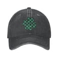 thumbnail image 1 of ZICANCN Green Checkered Lucky Adjustable Baseball Cap Women , Hats for Men Adult Washed Cotton Denim Baseball Caps Fashion Black, 1 of 8