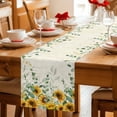 thumbnail image 5 of Sunflower Cotton Linen Rectangle Table Runners 13"x48", Summer Botanical Eucalyptus Leaves Vintage Coffee Table Runner Dresser Scarves Luxury Table Runners for Wedding Party Banquet Dinner Decor, 5 of 8
