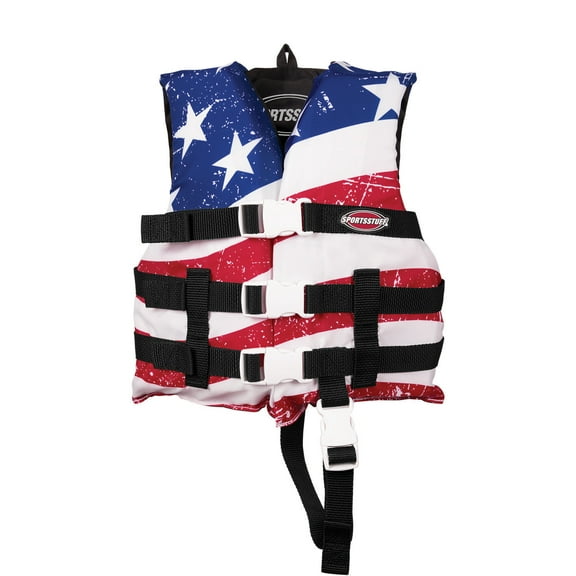Airhead USCG Type III Stars & Stripes Children's Life Jacket, Red/White/Blue