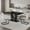 Black Table with 4 White Chairs with Black Leg, variant on Sumdeal Upholstered 7-Piece Dining Table Set, Modern Faux Marble Design, White