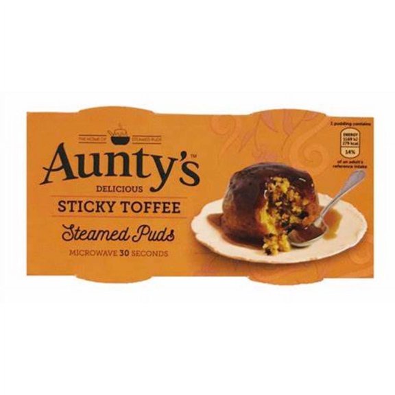 Auntys Sticky Toffee Steamed Puddings (Pack of 2) 190g