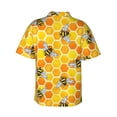 thumbnail image 3 of Balery Honeycombs Print Men's Hawaiian Shirts Short Sleeve Beach Shirt Relaxed Fit Vacation Button Down Shirts-XX-Large, 3 of 9