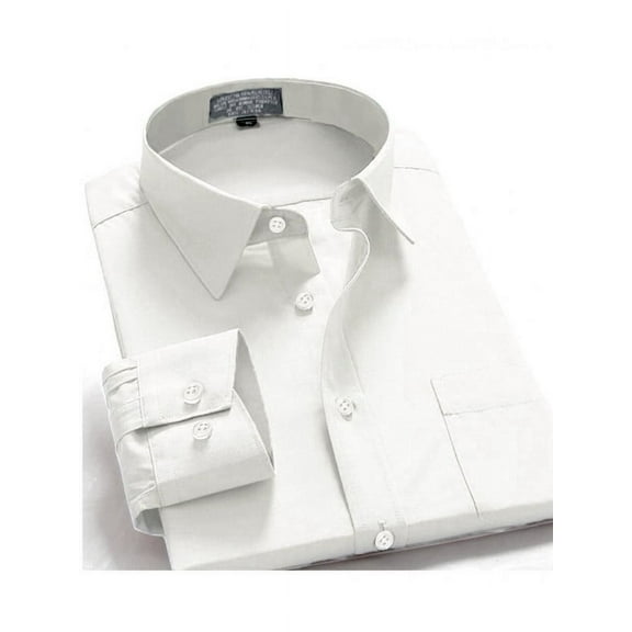 Oxford Men's Regular Fit Long Sleeve Button-Front One Pocket Shirt White