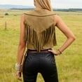 thumbnail image 6 of HXWCHs Women's Denim Western Vest Jacket with Velvet Fringed Sleeveless Bohemian Design XXL Brown, 6 of 6