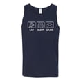 thumbnail image 2 of Eat Sleep Game Video Gamer Gift Fan Pop Culture Mens Graphic Tank Top, Navy, Large, 2 of 3