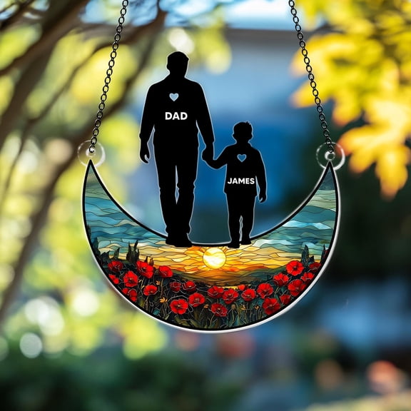 Personalized Father Day Suncatcher, Loss of Family Memorial Gift, Sympathy Keepsake for Mom on Mother Day