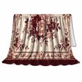 thumbnail image 2 of Deep Burgundy Floral Blooming Peonies Scene Living Room, Cozy Botanical Garden Scene, Warm Flannel Blanket for Sunroom and Reading Nook, Garden Lovers Thanksgiving Gift, Artistic Home Decor, 2 of 9