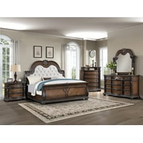 Traditional Queen Tufted Bed Set Coffee Brown Formal Bedroom Furniture 5pc