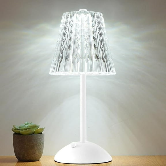 WE Cordless Lamp, Crystal Dimmable 3 Colors Rechargeable Lamp, Touch Battery Operated Vintage Ambient Light for Kitchen/Bedroom/Bathroom Shower/Dining Table/Entryway/Hallway/Bar