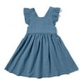 thumbnail image 5 of Bovxnpu Summer Girls Dresses, Toddler Girls Spaghetti Strap Ruffle Sleeve Cotton Linen Summer Princess Dress Girls Midi Dress Sundress, 5 of 7