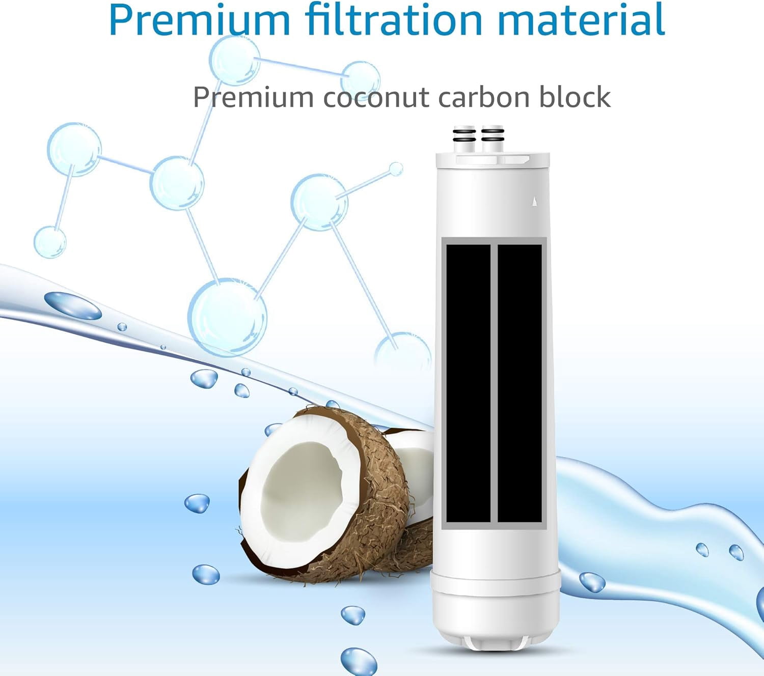 AQUA CREST RC EZ 3 Water Filter, Replacement for Culligan ®RC-EZ-3, US-EZ-3, RC-EZ-1, Brita® USF-201, USF-202, DuPont® Carbon 3000QT Filter, 2K Gallons, 3 Pack