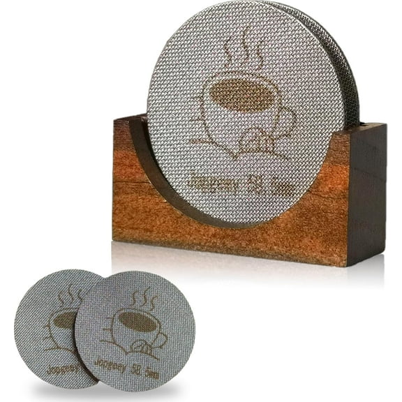 2 Packs 58.5mm Espresso Puck Screen with Stand, 1.7mm Thickness 150μm 316 Stainless Steel Reusable Coffee Filters Compatible with Espresso Machine 58mm Portafilter Basket