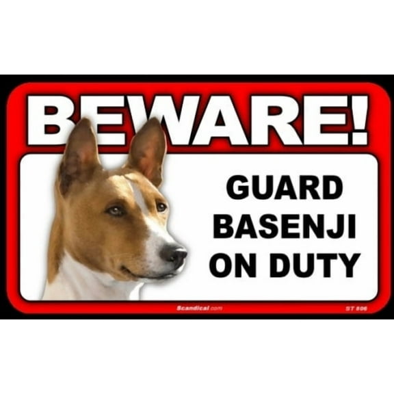 Beware Guard Dog On Duty Sign - Basenji