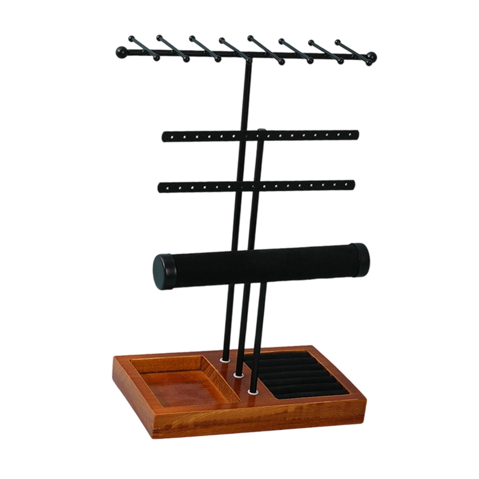 Jewelry Organizer Earring Display Necklace Hanger Versatile Metal and Wood for Home Tabletop Dresser Vanity