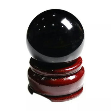 K-KED 60mm Natural Black Obsidian Chakra Quartz Crystal Ball Sphere Rock   Stand Decor-default