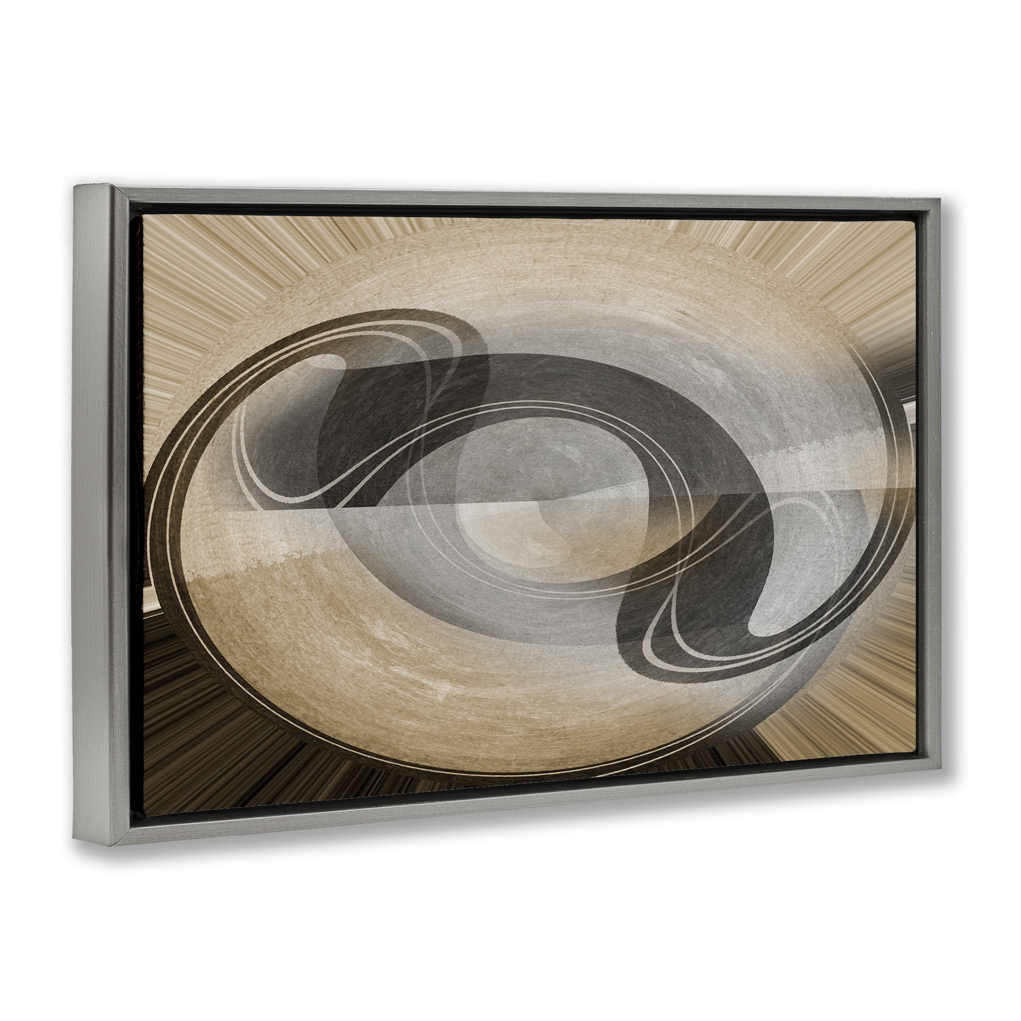 Stupell Industries Curved Swoop Shape Abstract Painting Gray Floater Framed Canvas Art Print Wall Art, 25 x 17