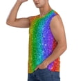 thumbnail image 3 of Goofa Glitter Rainbow Printed Men's Sleeveless T-Shirt - Athletic Gym Workout Tank Top for Men - Moisture-Wicking, UPF 30+ Quick-Dry Muscle Tee-3X-Large, 3 of 8