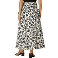 thumbnail image 3 of INSPIRE CHIC Floral Printed A-Line Maxi Skirts for Women's Elastic High Waist Long Skirts XS Black, 3 of 6