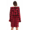 thumbnail image 3 of Just Love Women's Hooded Velour Robe with Lined Hood and Pockets (Red Black Buffalo Plaid, Large), 3 of 4