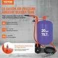 thumbnail image 2 of VEVOR 20 Gallon Sand Blaster, 60-110 PSI High Pressure Sandblaster, Portable Abrasive Blasting Tank, Air Sand Blasting Kit with 4 Ceramic Nozzles and Oil-Water Separator for Paint, Stain, 2 of 9