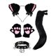 thumbnail image 1 of Conjunto de guantes y collar con orejas y cola de zorro para fiestas temáticas de animales, cumpleaños y carnaval. Negro, 1 of 9