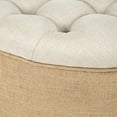 thumbnail image 3 of Zentique 26" Beige and Brown Contemporary Round Ottoman, 3 of 4