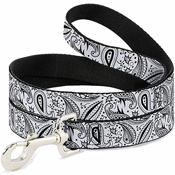 buckle-down dl-w30690 floral paisley3 white black dog leash