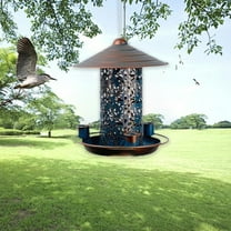 sruoe Bird Feeder, Hanging Bird Feeder Tray, Bird Feeders Outdoor, Cardinal Bird Feeder, Hopper Feeder, Small Large Bowl Wild Bird Feeders for Garden Decor, Iron