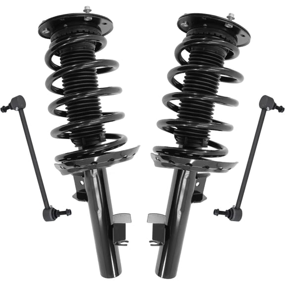 Detroit Axle - Front Struts Sway Bars for 2010-2017 Volvo XC60, 2 Struts with Coil Springs 2 Sway Bar End Links 2011 2012 2013 2014 2015 2016 Suspension Replacement
