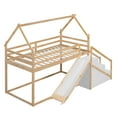 thumbnail image 5 of Euroco Wood Twin Bunk Bed with Slide and Staircase,Low Profile House Bed for Kids Teens Adult,Natural, 5 of 14