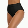 thumbnail image 4 of Kedxroy Women's Vintage Super High Waisted Bikini Bottom Shirred Tankini Briefs Tummy Control Swimsuits Bottoms(Black,XL), 4 of 9